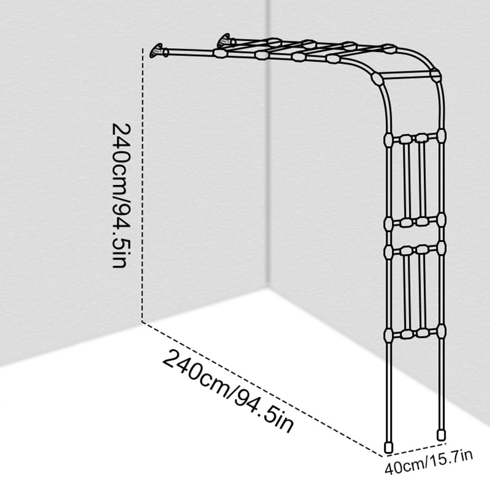Metalowa kratka na rośliny pnące i róże o szerokości 60 cm i szerokości 220 cm odporna na warunki atmosferyczne podpórka ogrodowa montowana na ścianie czarno-biała trwała roślina pnąca idealna do