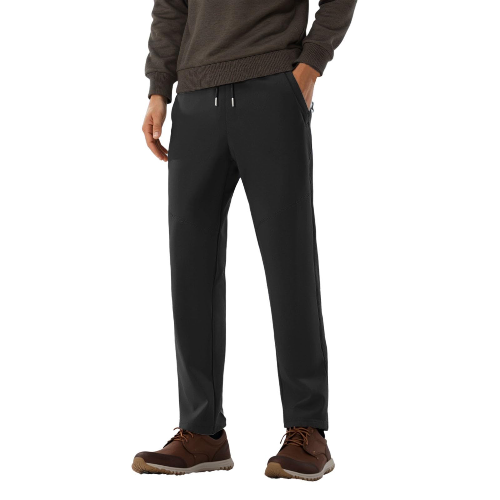 Pantalones Chandal Hombre,Pantalones De Invierno Con Forro Polar TéRmico Resistentes Al Viento Y Con Rodillas Para Deportes Al Aire Libre Y Uso Diario Ajuste CóModo Y DiseñO De Dobladillo Plano