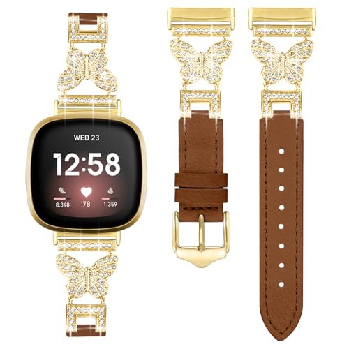 Shesuki ���U�[�o���h Fitbit Versa 4/3 & Sense 2�Ή� �X�������^�h���b�V�[�E�H�b�`�X�g���b�v �L���L������o�^�t���C���^���o�b�N���t�� ���f�B�[�X�X�}�[�g�E�H�b�`�p