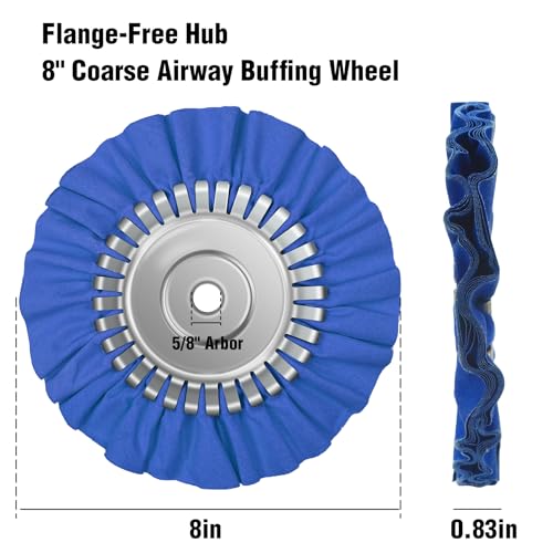 Image of 2PCS 8 inch Airway Buffing Wheel with 5 /8 inch Arbor Flange-Free Hub,Blue Buffing Wheels for Angle Grinder, Heavy Cutting Metal Polishing Wheel for Aluminum Wheels Stainless Steel Metal Surface Prep