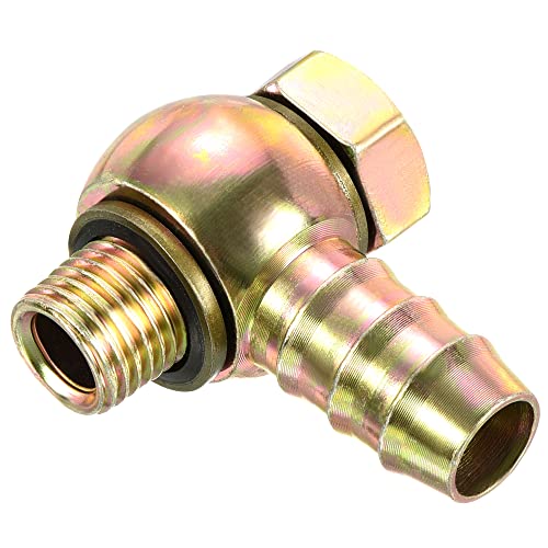 PATIKIL Hose Barb Fitting Elbow 16mm Barbed M14x1.5 Male Thread, Carbon Steel Pipe Adapter Connector for Air Water Fuel Oil Gold