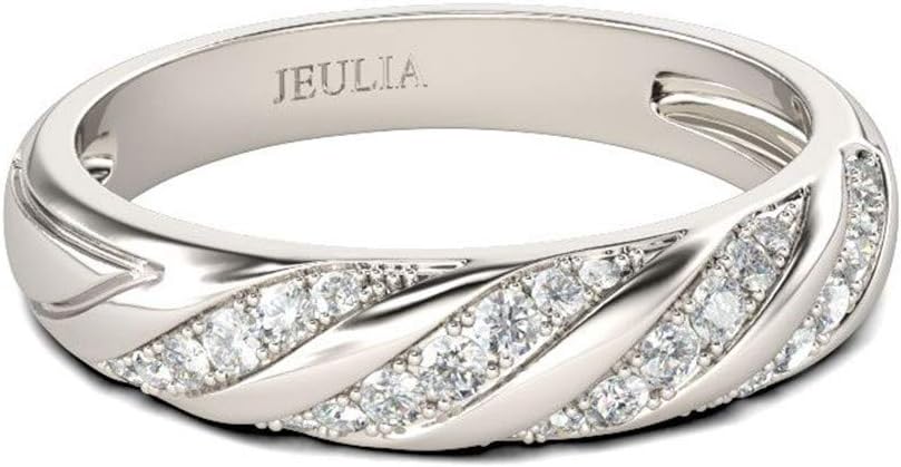 Jeulia 0.5 Carat CZ Wedding Band for Women 925 Sterling Cubic Zirconia Band Rings Half Eternity Engagement Rings Anniversary Promise Romantic Jewelry Gift