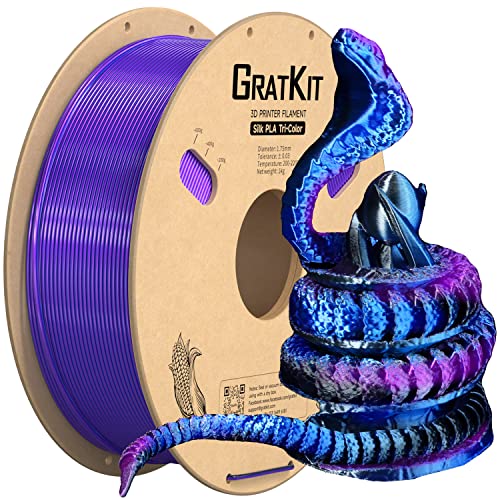 GratKit Soie Tricolore PLA Filament 1.75mm, FDM Filament Imprimante 3D, Précision Dimensionnelle +/- 0.03mm, 1KG Bobine (2.2 LBS), Silk PLA Bleu Violet et Noir 9 GratKit Soie Tricolore PLA Filament 1.75mm, FDM Filament Imprimante 3D, Précision Dimensionnelle +/- 0.03mm, 1KG Bobine (2.2 LBS), Silk PLA Bleu Violet et Noir