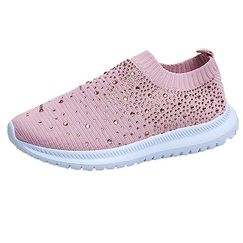 GUTZBSY Womens Rhinestones Glitter Fashion Mesh Walking Shoe,Bling Sneakers for Women Rhinestones
