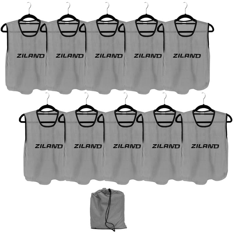 Ziland Academy Training Bibs [10 Pack] • 100% Polyester • Essential for training (Grey, Mini)