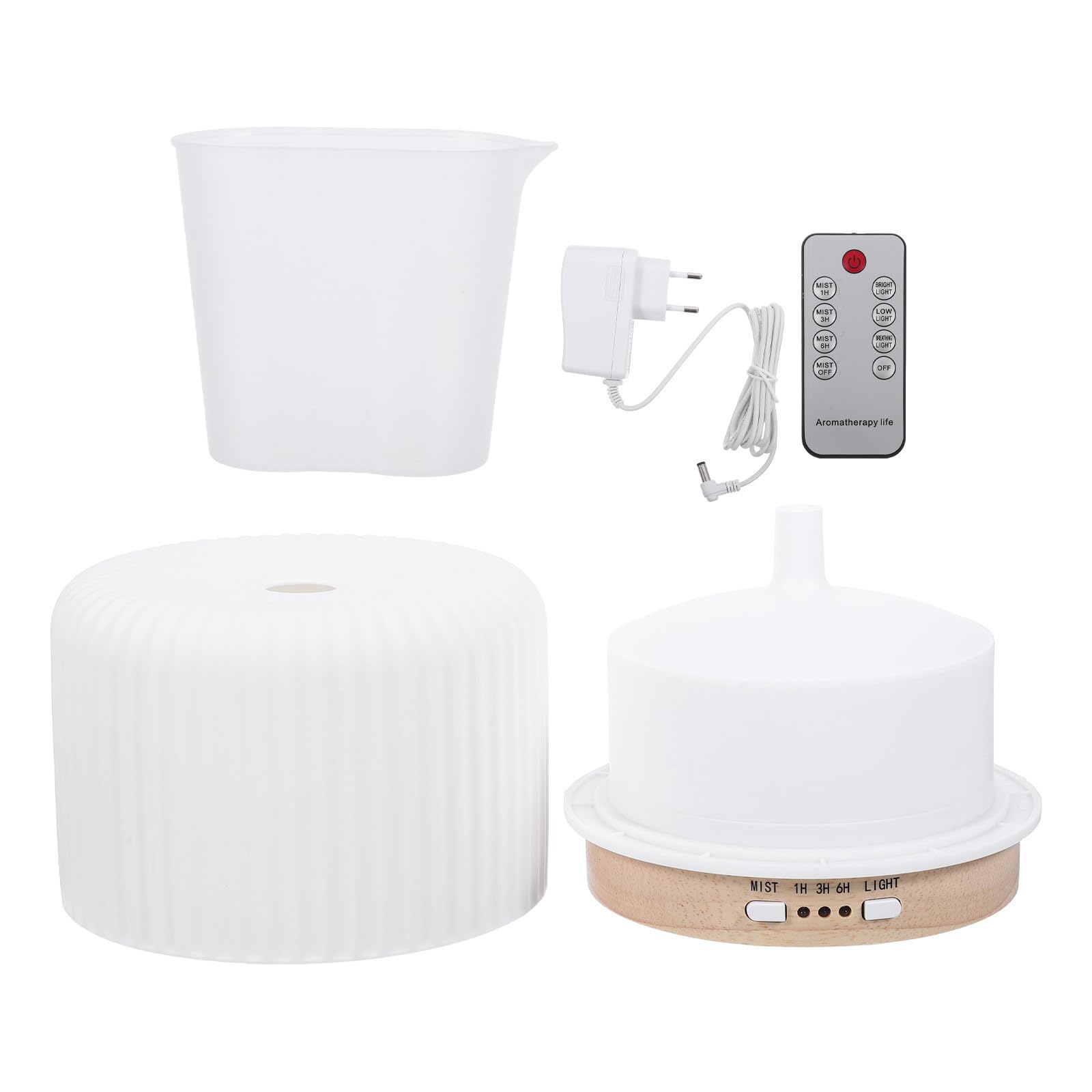 Diffusore di Oli Essenziali in Porcellana 220ml Bianco 220v | Casa e Ufficio, Design Venatura Legno, Luce LED e Riempimento Facile con Serbatoio a Grande Apertura