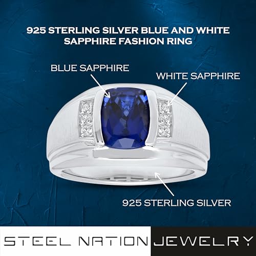 Men’s 925 Sterling Silver Blue and White Sapphire Fashion Ring Sophisticated Style Statement3