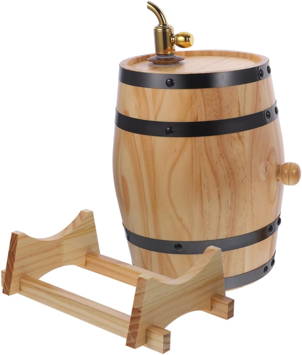 Ciieeo Wooden Red Wine Barrel with Faucet Drink Dispenser for Parties Home Bar Bbq Stylish Keg Storage for Beer Wine Whiskey More