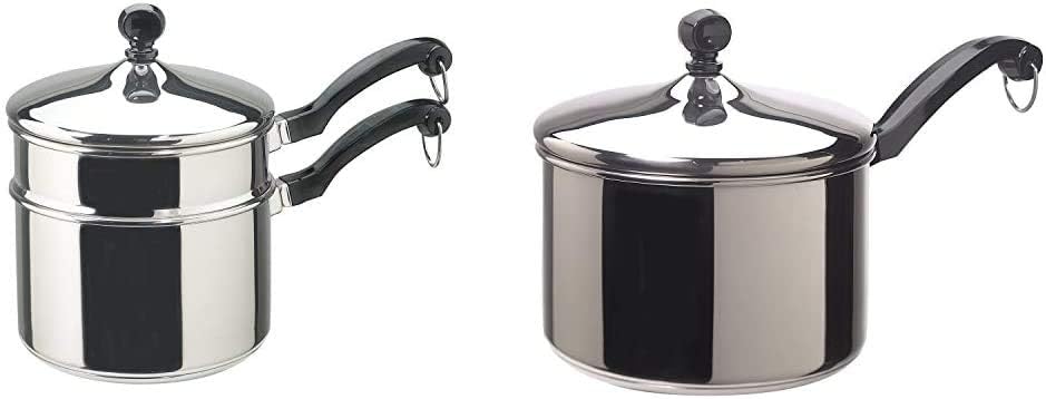 Farberware Classic Stainless Steel Double Boiler and Sauce Pan Set (2 Items)