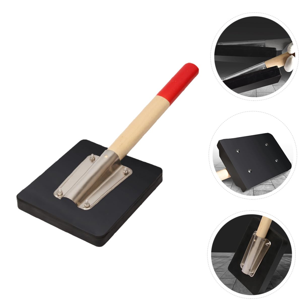Gummihammer mit Holzgriff, Ergonomisch, Rund, Schwarz