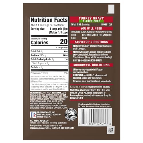 Image of McCormick Turkey Gravy Mix (Gluten Free), 0.88 oz