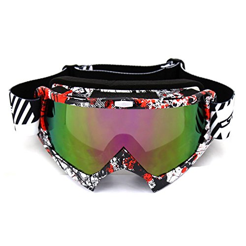 Motocross ATV Dirt Bike Off-road Ski Red Goggles Reflective lens