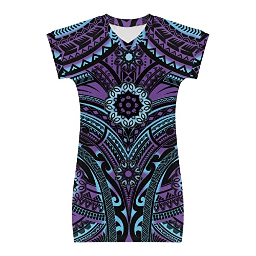 Girl's Polynesian Dress Floral Short Sleeves Playwear Dress Summer Casual Hawaiian Dresses4