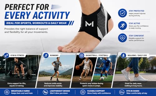 Image of Mcbazel Ankle Support Brace for Men & Women | Compression Ankle Sleeve for Sports, Running, Gym & Walking | Adjustable Ankle Stabilizer for Sprain Recovery, Pain Relief & Injury Prevention