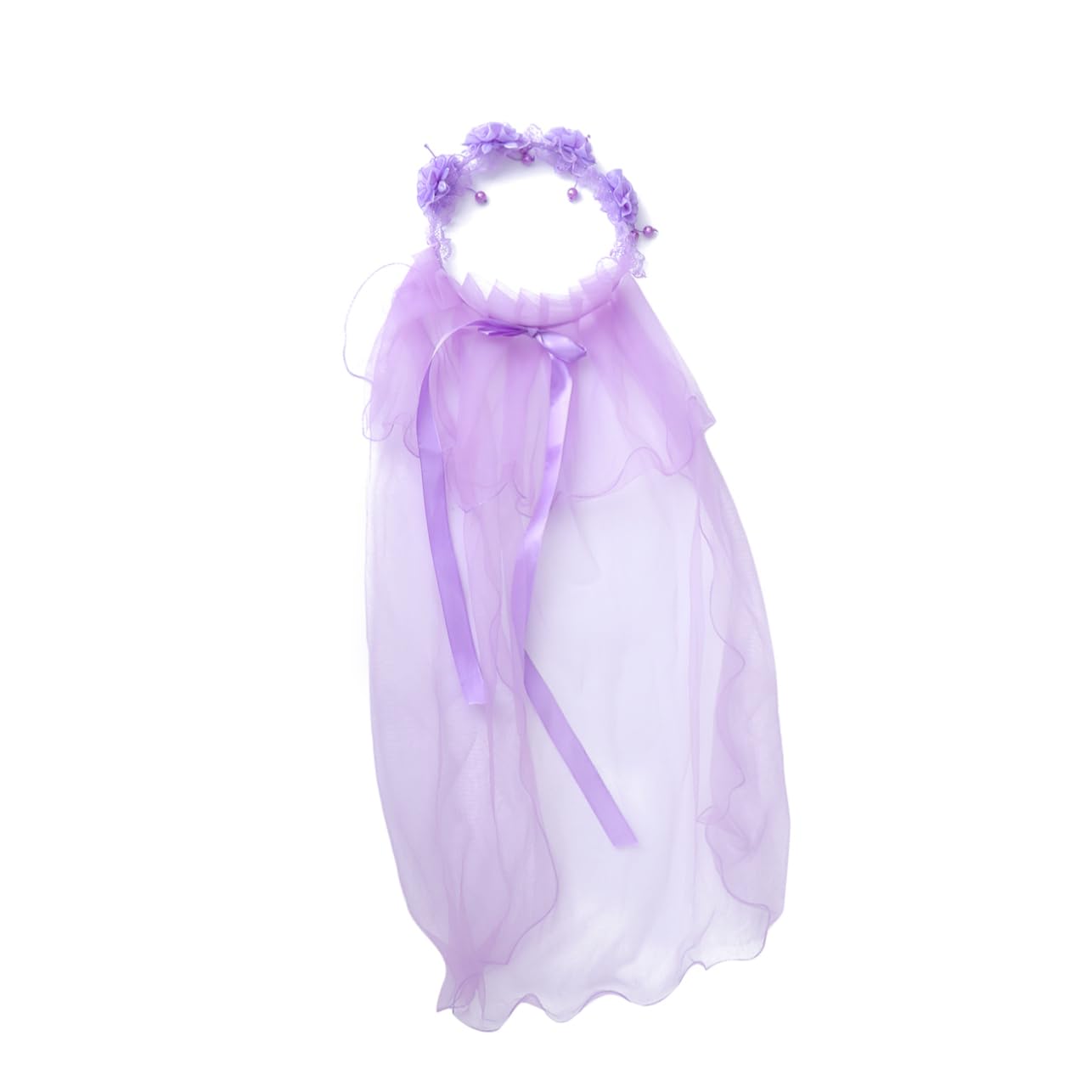 Gogogmee 3pcs Girls Floral Crown Veil Hair Accessory Wreath for Wedding Child Flower Girl