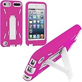 Pink / White Hybrid Rugged Hard Silicone Case Cover w/ Stand for Apple iPod Touch 5th Generation 5G 5