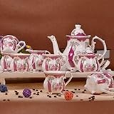 Yqs Keramik Teeservice 12pieces europäische Kaffeesatz Kaffeetasse Englisch Keramik Tee Tee-Set Familie Set Palette Tee am Nachmittag. (Color : C)