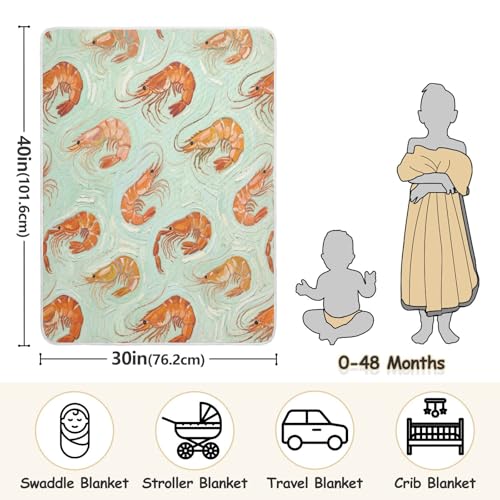 Custom Food Shrimp Green Art Painting Throw Blanket Breathable personalizados para Bunny Name Blanket for Newborns, Infants, & Toddlers 30x40in recuerdo de bautizo para ni?3