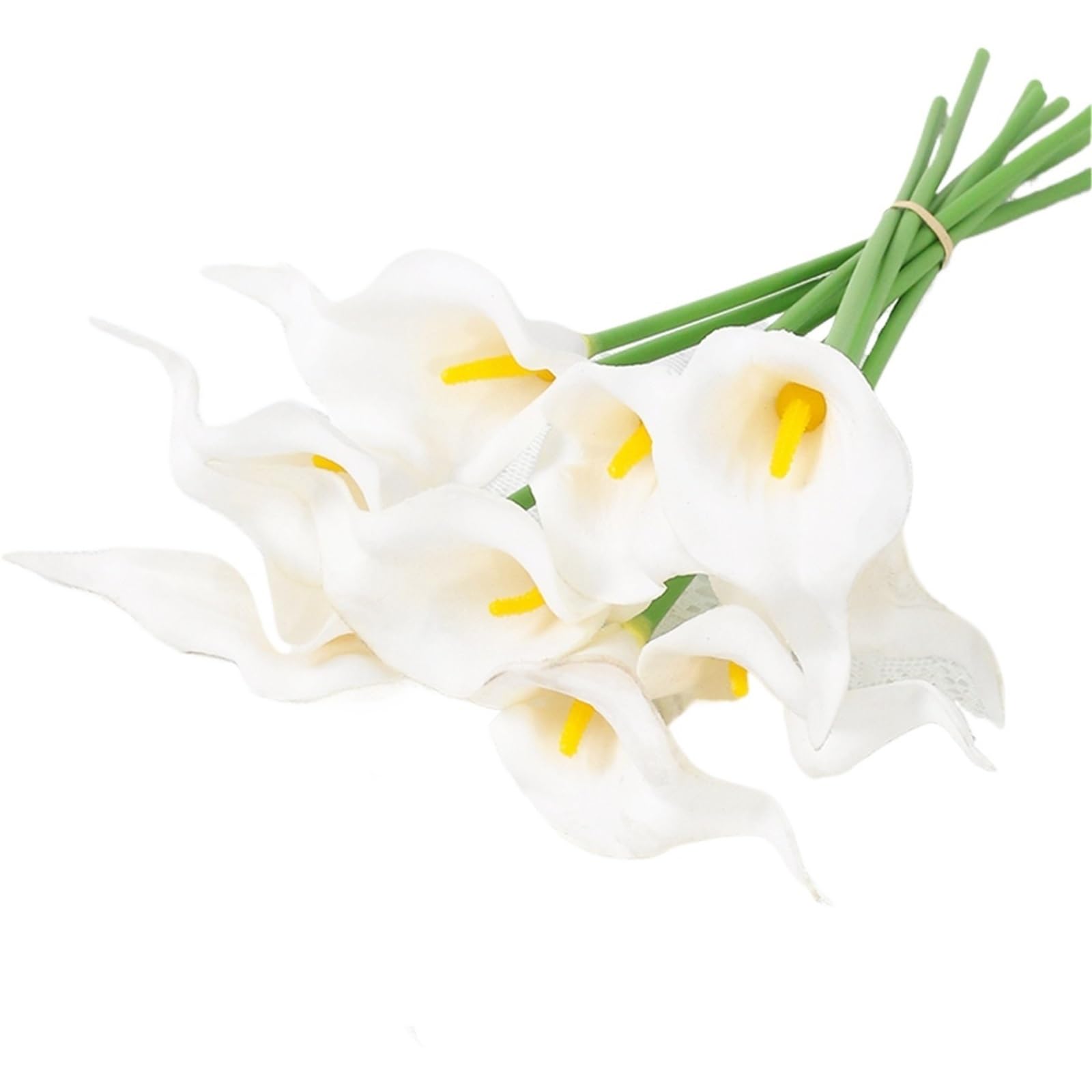 Dcrxz Artificial Flowers 10Pcs PU Artificial Calla Lily Artificial Flowers Bouquet Fake Flower Decorations for Home Room Wedding Bridal Vase Ornament(White)