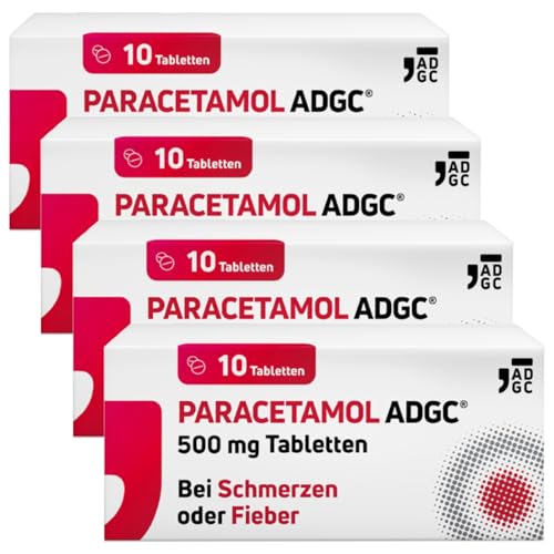 PARACETAMOL ADGC 500 mg - 4x 10 Stück Tabletten bei leichten bis mäßig starken Schmerzen und Fieber - für Erwachsene und Kinder ab 4 Jahren - laktosefrei