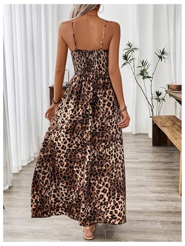Floerns Women's Leopard Print Spaghetti Strap Maxi Dresses Vacation Cami Long Dress2