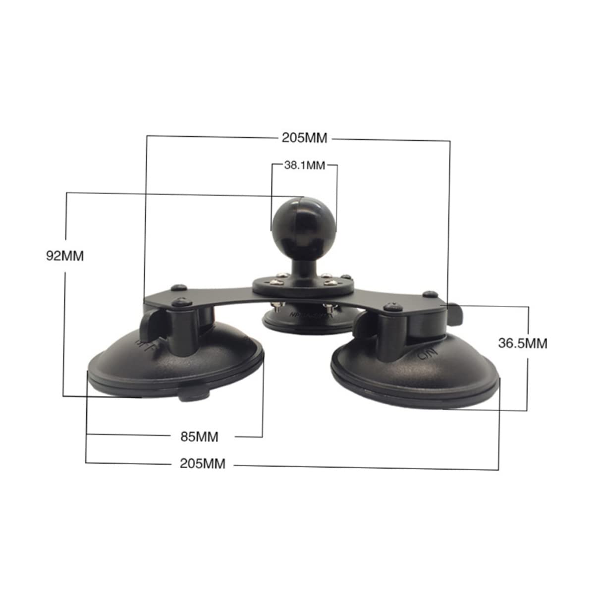SHINEOFI Soporte De Ventosa para Parabrisas Triple Ventosa Base Ajustable Cierre Giratorio para Coche Ventana Compatible GPS Telefono Navegador