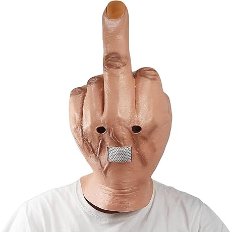 Halloween Middle Finger Spoof Creepy Head Cover Cosplay Funny Mask