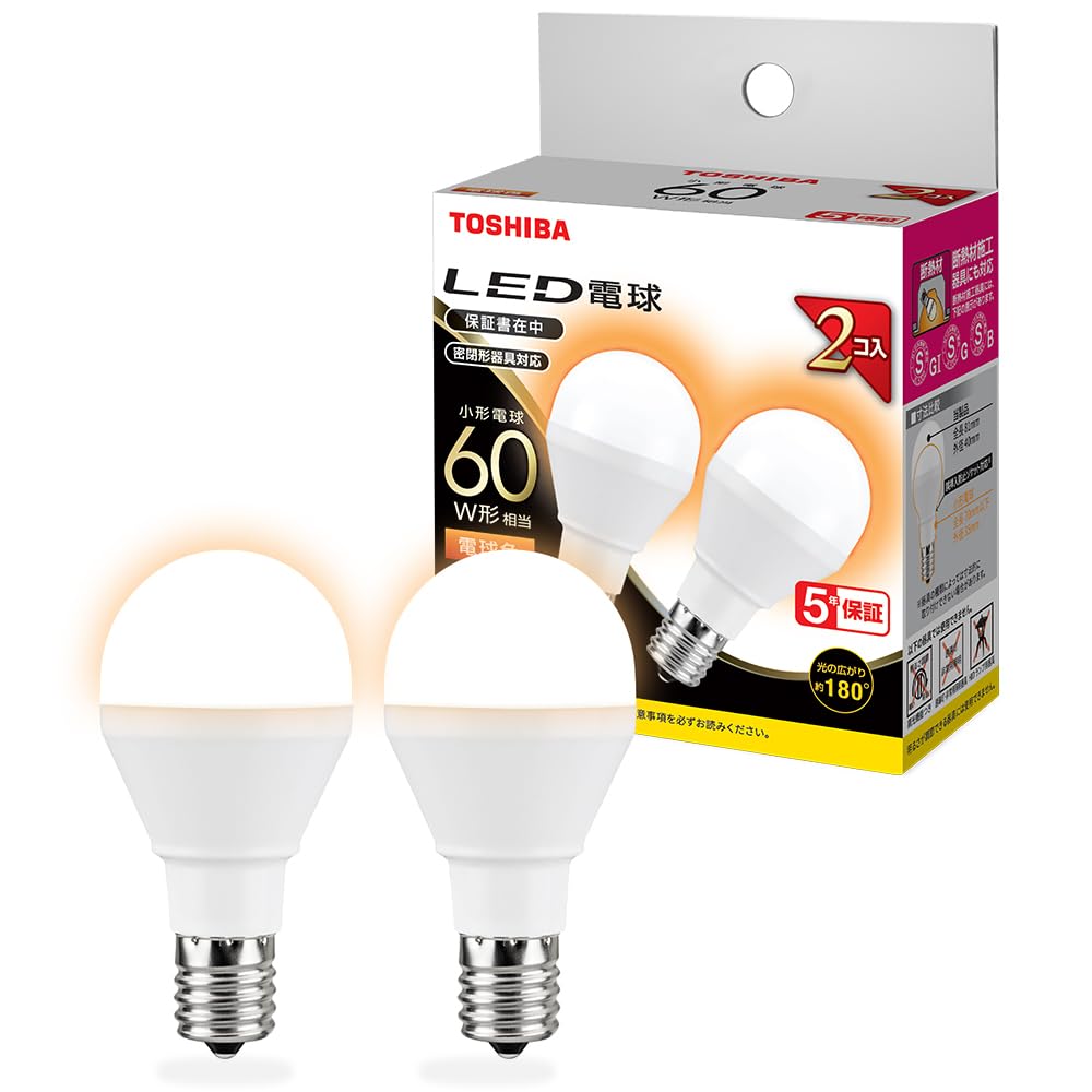 ★未開封★保管品★TOSHIBA/東芝/LED電球/LDA6L-H-E17/S/60W2/電球色/10個セット/小形電球60Ｗ形相当/東芝ライテック株式会社/E1DY0702-1 Amazon | TOSHIBA(東芝) LED電球 E17 A形 60W相当 広配光 電球色 2P