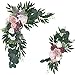 Lot de 2 guirlandes de fleurs artificielles en forme d'arche de mariage avec roses et eucalyptus - Tonnelle de pivoine - Arrangement floral pour cérémonie, panneau de réception, décoration de fond