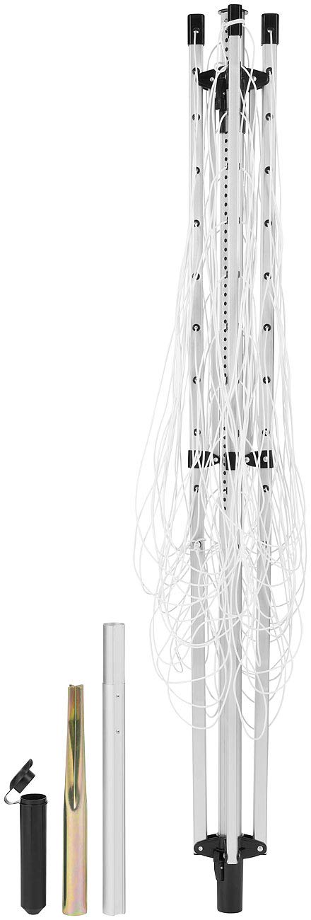 Royal Gardineer Waeschespinne drehbar: 4-Arm-Wäschespinne aus Aluminium, 60 Meter Wäscheleine, mit Bodenanker (Wäscheständer ausziehbar, Wäscheständer XL, Socken)