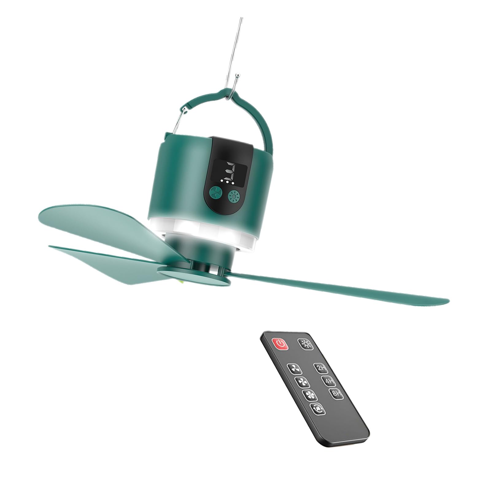 Ventilateur de camping suspendu pour tente avec lumière LED et batterie amovible