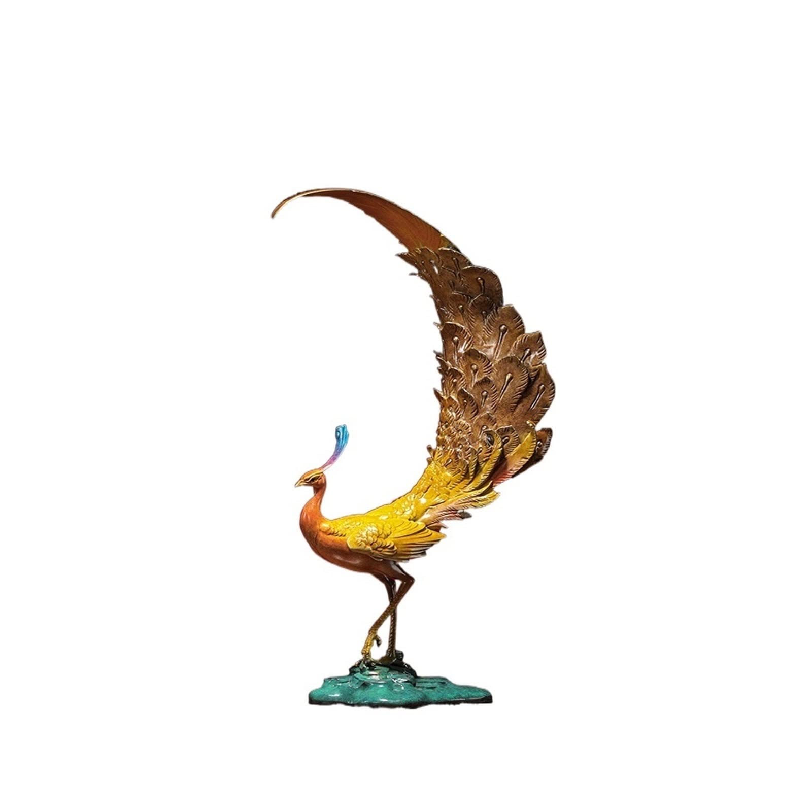 hongchenke34 Copper statue Copper Peacock Entrance Ornament Living Room Rich And Auspicious Decorations Objects Office Crafts(A)