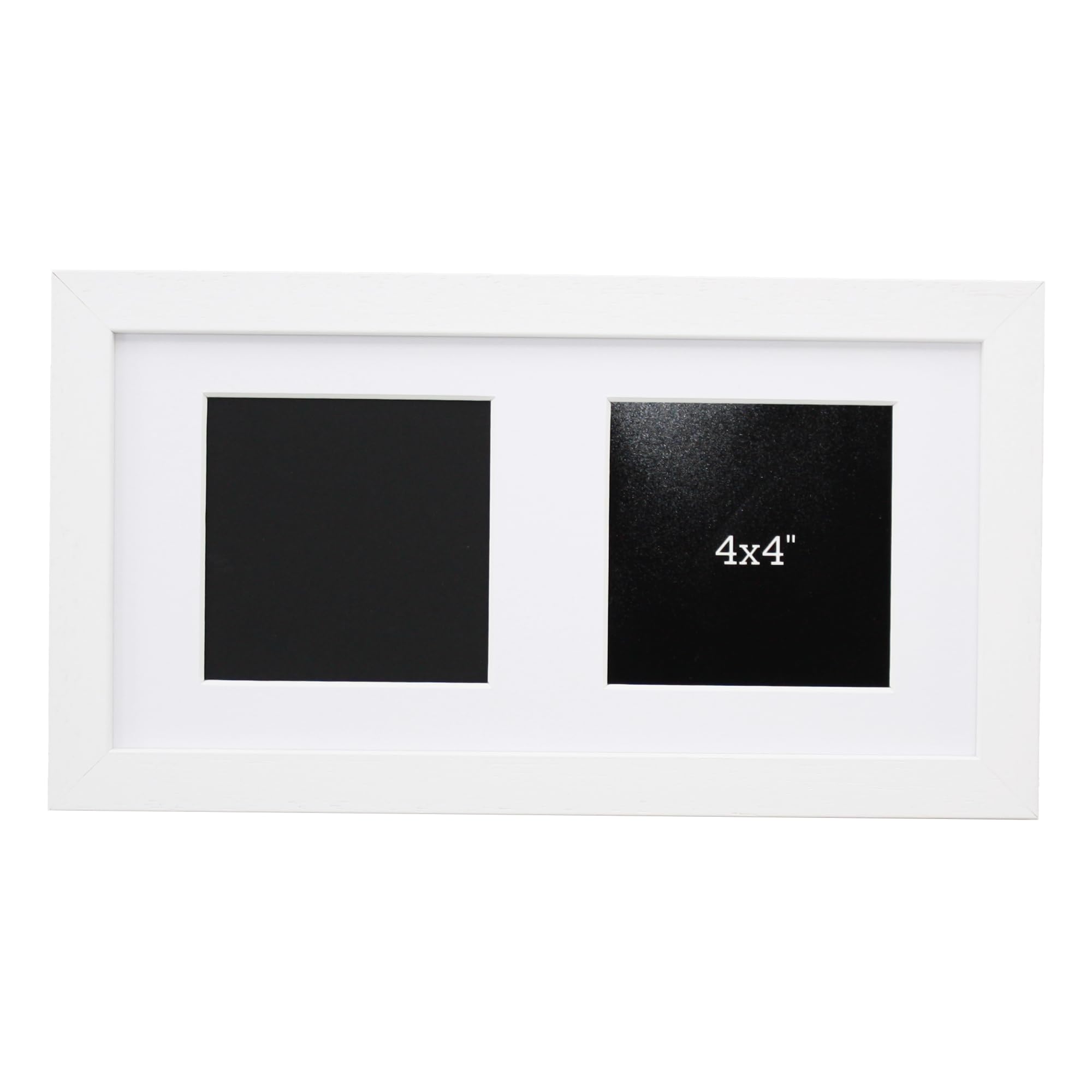 Multi Aperture Photo Frame. Suits Two 4x4" square pictures. 15x30cm. Wooden Collage Picture Frame. Wall Hanging (White)