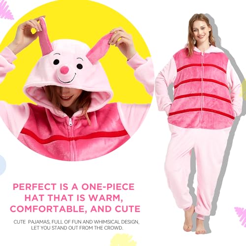 Yemnut Snug Fit Adult Unisex Piglet Onesie Cosplay Costume，One Piece Pajama Halloween Homewear Suit for Women and Men (Large, Piglet Pig) by Yemnut - Image 4