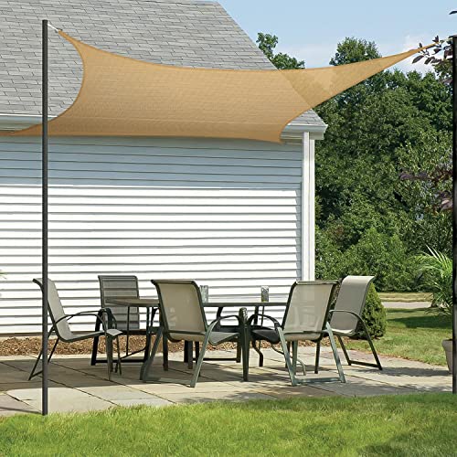 Image of HIPPO Shade Sail 9.5 Feet X 16.5 Feet Sun Shade 85% UV Block for Canopy Cover, Outdoor Patio, Garden, Pergola, Balcony Tent (Beige)