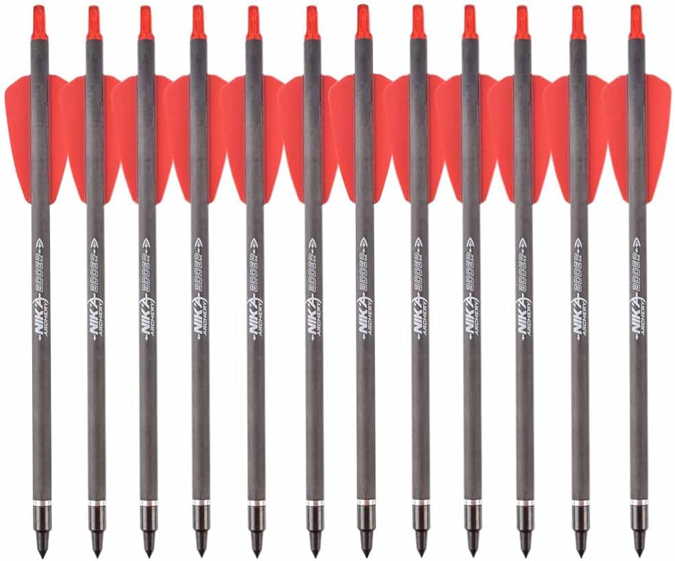 7.5"/15" inch R9 Crossbow Bolts Carbon Arrows 2" Red Vanes with 100grain Tips for Hunting Shooting Targeting