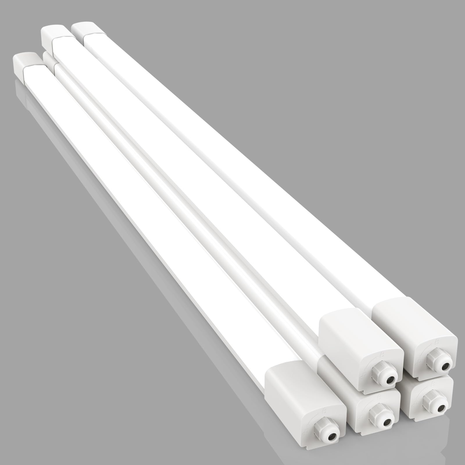 Amdelne 5pcs Led Feuchtraumleuchte 120CM, 36W 3600lumen Kaltlweiß 4000k, Wasserfest IP65 Einfache Montage Wannenleuchte Flach Led Werkstatt Deckenleuchte FüR Keller BüRo Garage