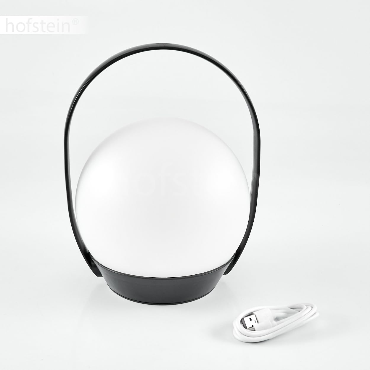 Lampada da tavolo a LED per esterni Fair, rotonda in plastica in bianco/nero, con telecomando/app control, connessione USB, funzione di ricarica,colore RGB, Bluetooth, compatibile con smart home