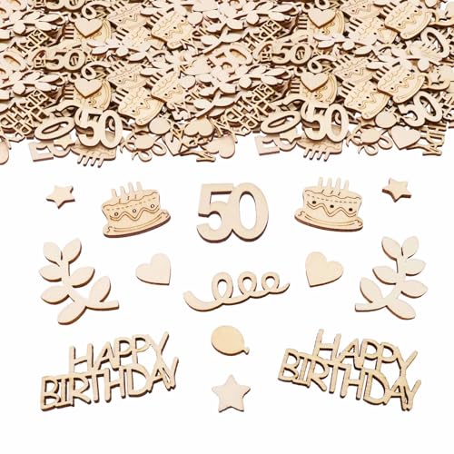 ParPix Wooden 70th Birthday Confetti Pack of 100 Large Confetti for Woman and Man Confetti Decoration for 70th Birthday Party