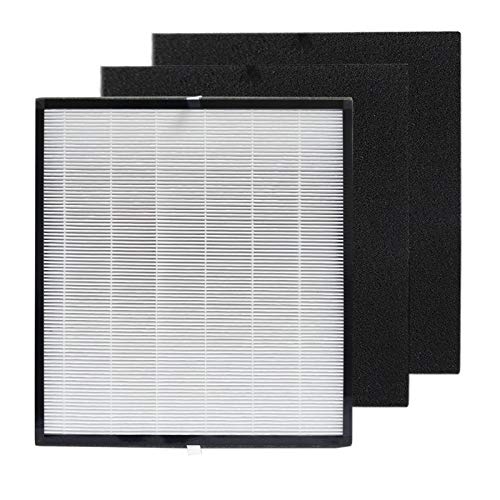 PUREBURG FLT5900 Replacement Filter Set Compatible with GermGuardian AC5900WCA Air Purifier Filter J, 1-Pack H13 HEPA +Activated Carbon Pre-Filters x 2