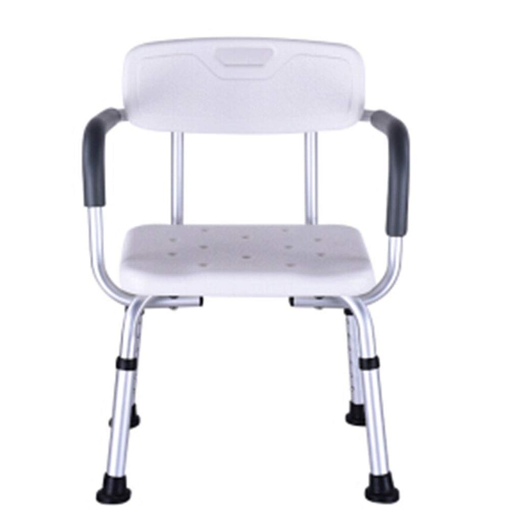 con Respaldo Asiento de Ducha, Altura Ajustable con apoyabrazos Marco de Aluminio para Ancianos Discapacitados Suministros médicos Taburete de Ducha fácil de Montar Asiento de Ducha Asientos