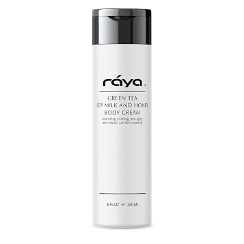 Raya Green Tea و Soy Milk و Honey Body Cream 8 oz S-523 | كريم الجسم المغذي والمهدئ والمضاد للشيخوخة | يحمي البشرة ويحميها
