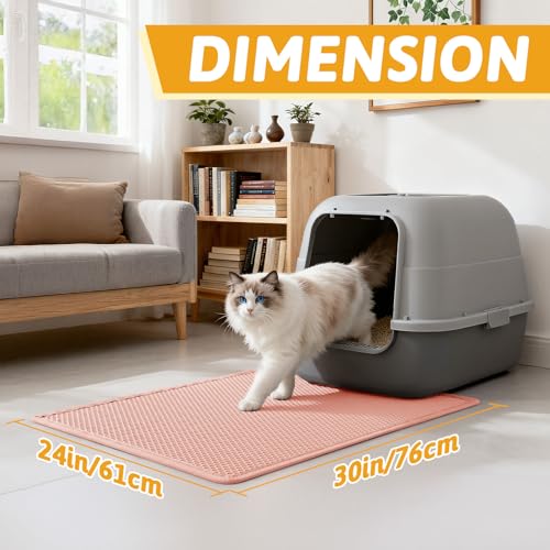 Image of Pieviev Cat Litter Mat Double Layer Waterproof Urine Proof Trapping Mat 1 Pack (Red, 30x24 Inch (Pack of 1))