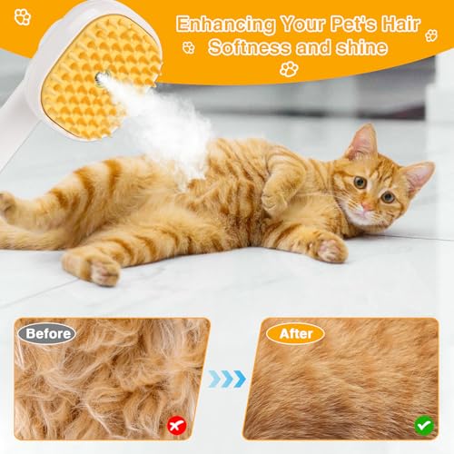 Image of 3-in-1 Cat & Dog Steam Brush - USB Rechargeable Spray Grooming Comb with Silicone Teeth - Anti-Static, Shedding Control & Massaging for All Hair Types Long /Short Hair Pets (Green)