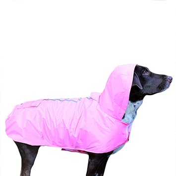 Frenchie Mini Couture Waterproof Dog Raincoat with Fleece Lining, Pink, (Medium/Large)