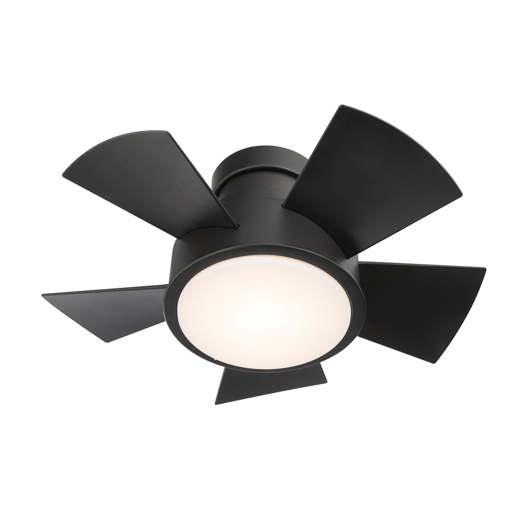 Modern Forms Vox 26 in Smart Indoor and Outdoor Smart Flush Mount Ceiling Fan in Matte Black with Remote Control 3000K