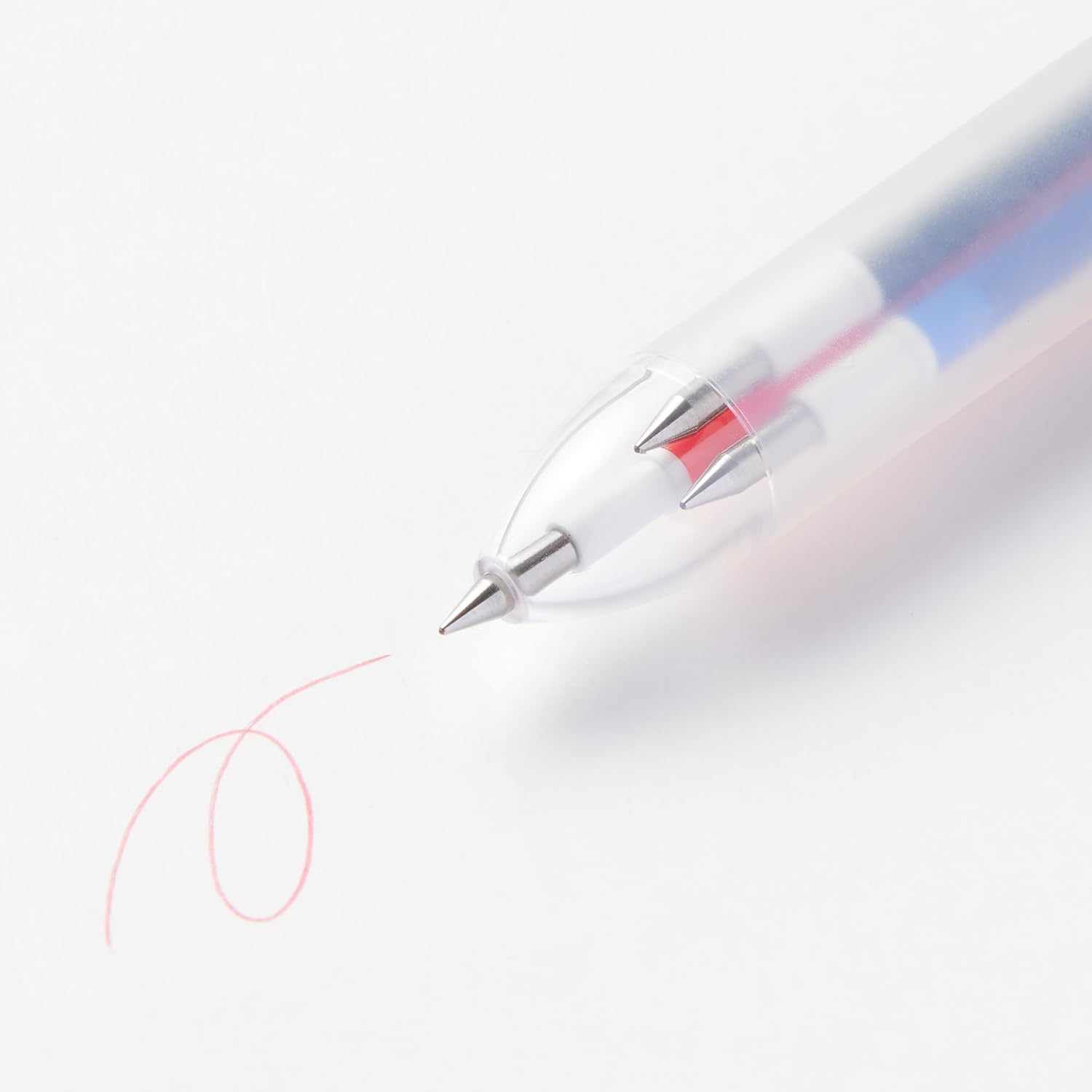 MUJI 83767839 Rub-Erased 3-Color Ballpoint Pen, Retractable Type, Translucent, 0.01 inch (0.38 mm), Black/Red/Blue