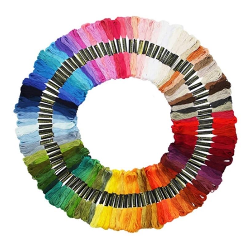 Fil broderie coton résistant pour point de croix et couture créative sans nœud, 100 échevettes