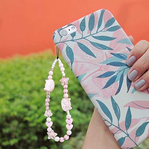 oAutoSjy Pulseira de corrente para celular linda cabeça de gatinho estrela flor coração contas capa