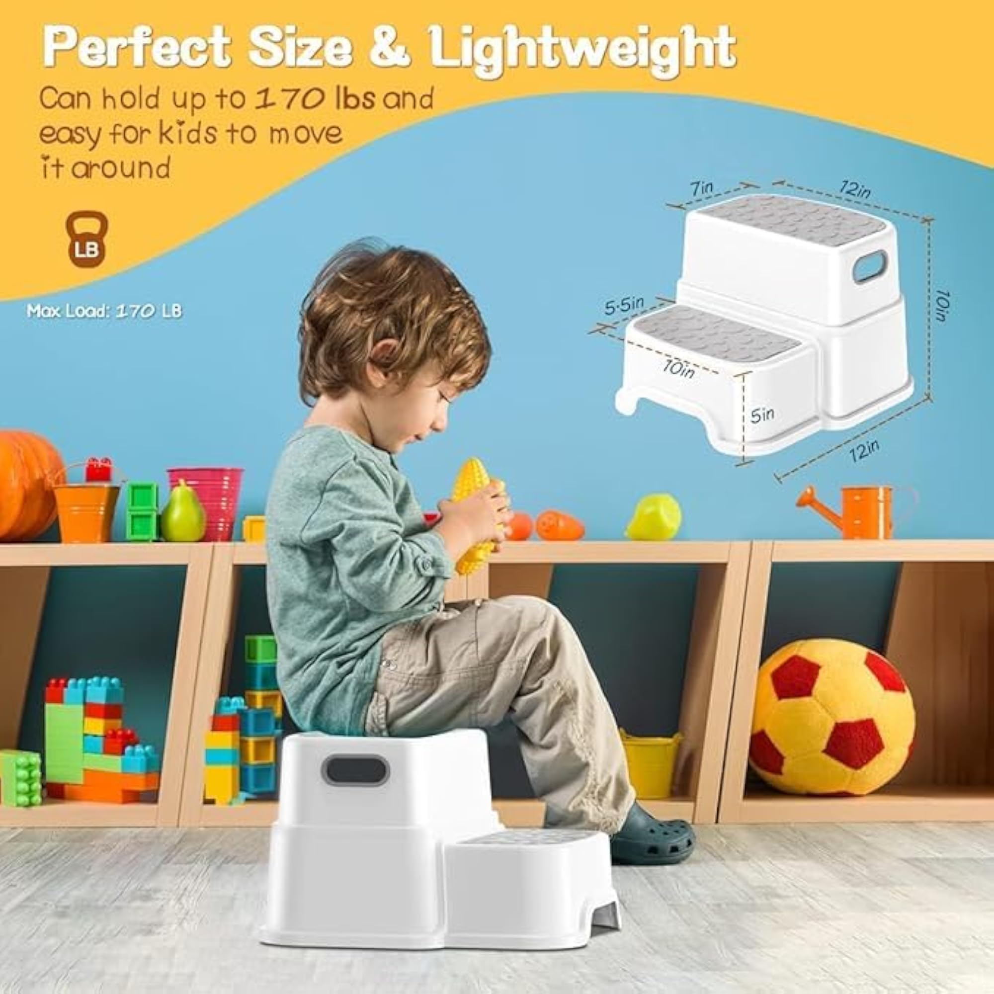 Portable Plastic Step Stool for Kids, Potty & Sink Training